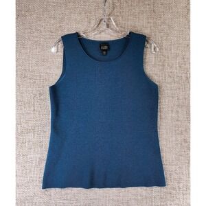 Eileen Fisher Italian Merino Wool Sleeveless Tank Vest Womens S Blue Luxury